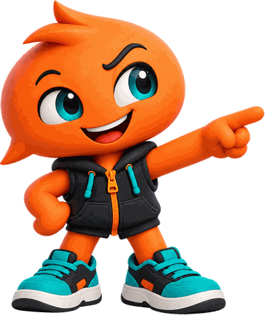 SHFT, theSHFT's mascot, pointing at the download button