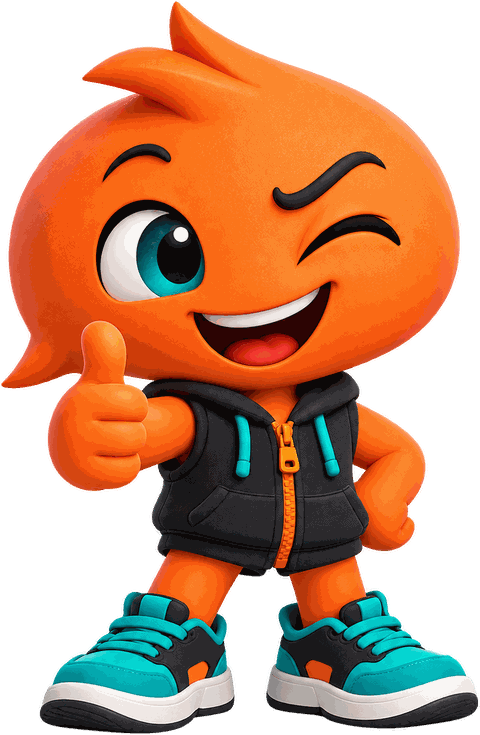 SHFT, theSHFT's mascot, giving a thumbs up