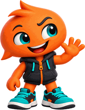 SHFT, theSHFT's mascot, waving hello