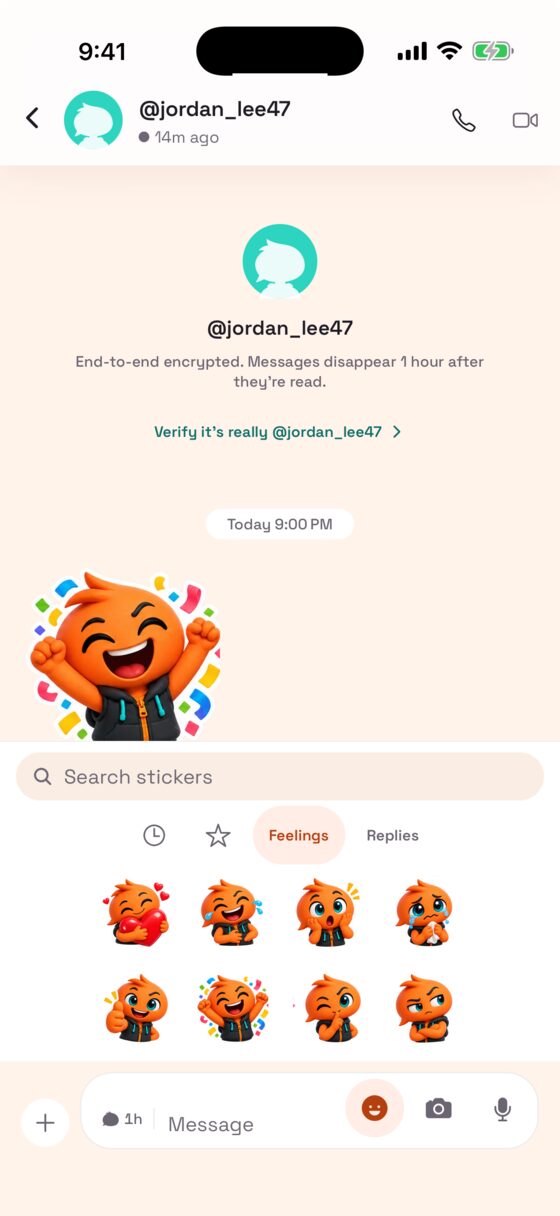 The sticker tray with SHFT stickers for everyday replies